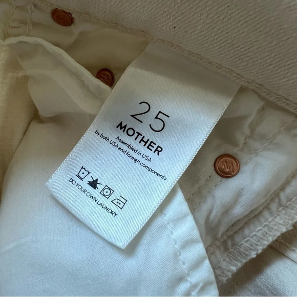 MOTHER Superior The Insider Ankle Fray Jean Act Natural Cream Off White Denim 25 - Picture 12 of 14